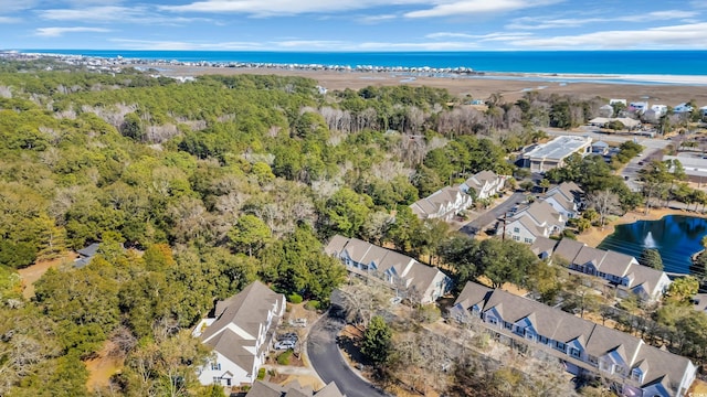 aerial view with a water view and a residential view