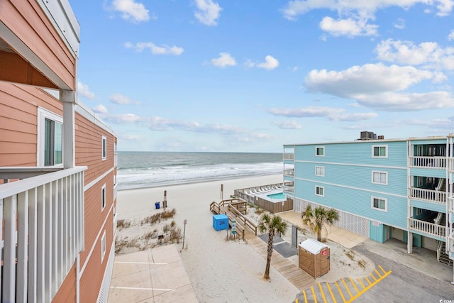 view of water feature with a view of the beach