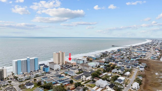 aerial view with a water view and a city view