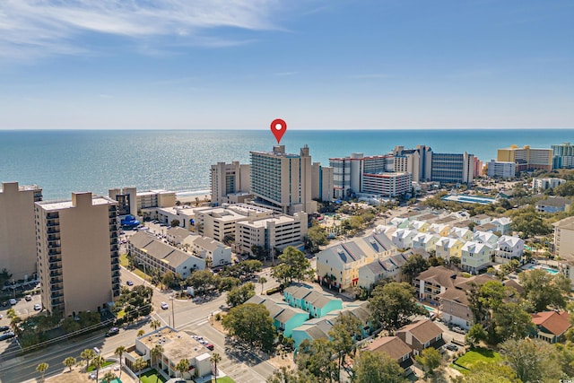 aerial view with a water view and a city view