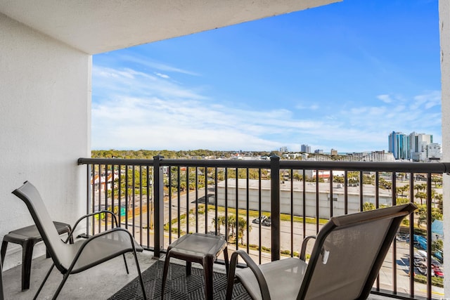 balcony featuring a view of city