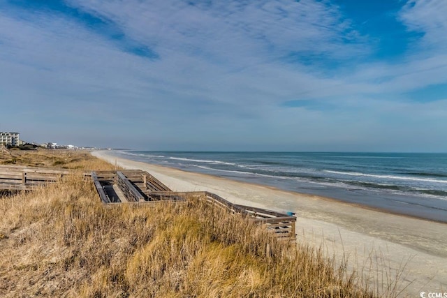 property view of water with a beach view