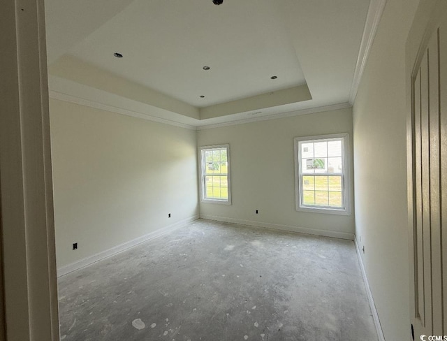 6049 Hodges Rd, Conway, SC 29527 - unfurnished room featuring a tray ceiling, baseboards, and crown molding