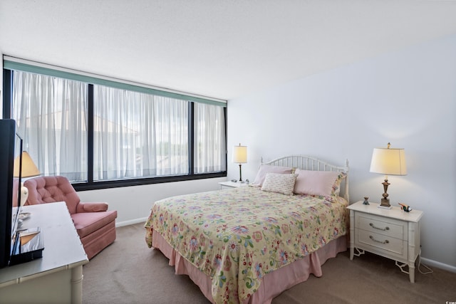 bedroom with carpet flooring and baseboards