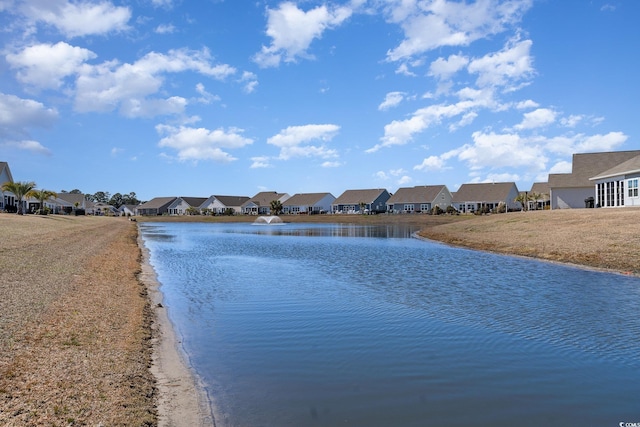 view of water feature with a residential view