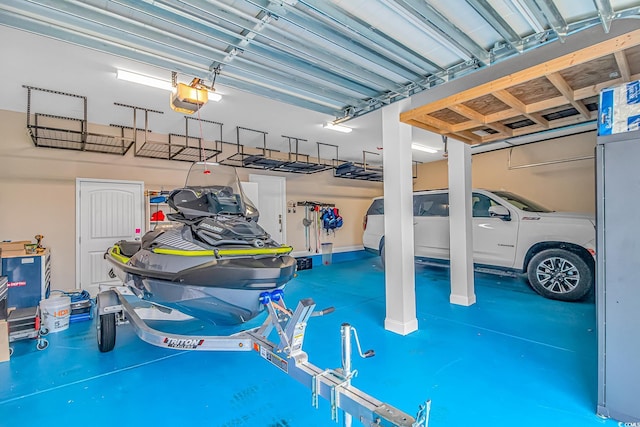 garage with a garage door opener