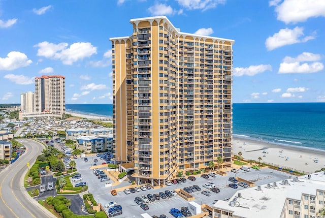 exterior space with a view of the beach and a water view