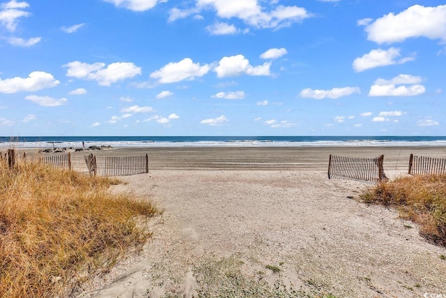 property view of water with a beach view