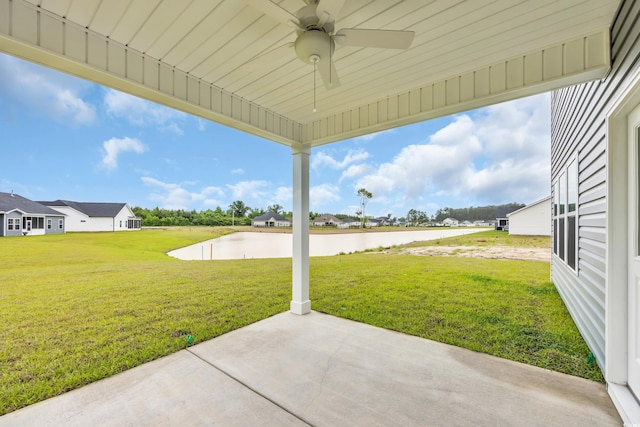 1064 Jase Dr, Longs, SC 29568 - view of patio with a water view and a ceiling fan