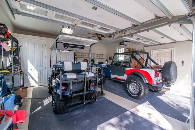 garage with a garage door opener