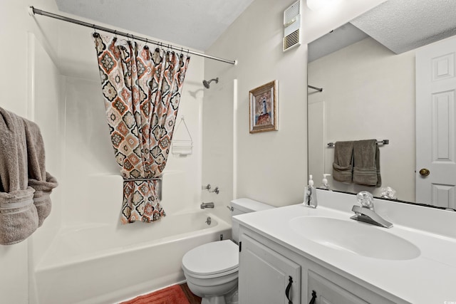 1000 N Waccamaw Dr Unit 205, Murrells Inlet, SC 29576 - full bathroom featuring vanity, toilet, a textured ceiling, shower / tub combo, and visible vents