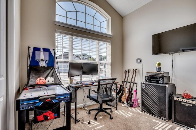 view of carpeted office space