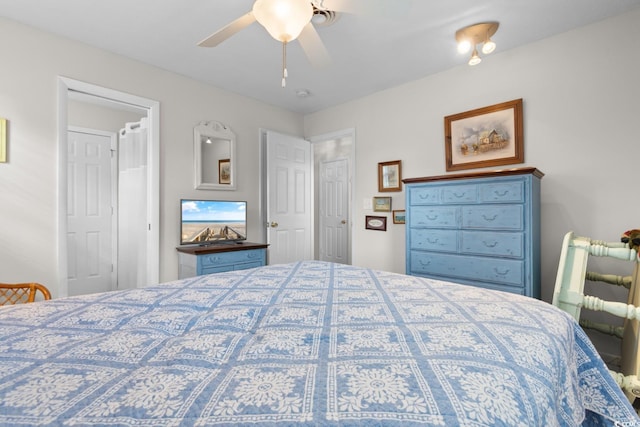 bedroom featuring ceiling fan