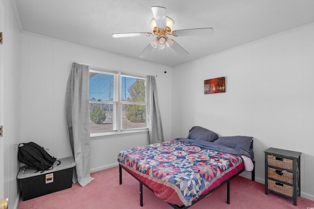 carpeted bedroom with a ceiling fan