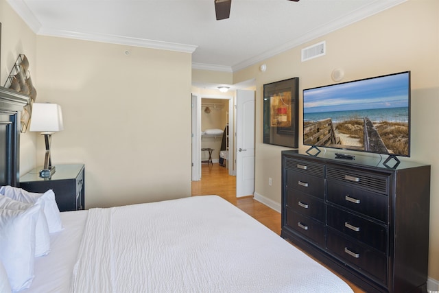100 N Beach Blvd Unit 1917, North Myrtle Beach, SC 29582 - bedroom with wood finished floors, crown molding, baseboards, and a ceiling fan