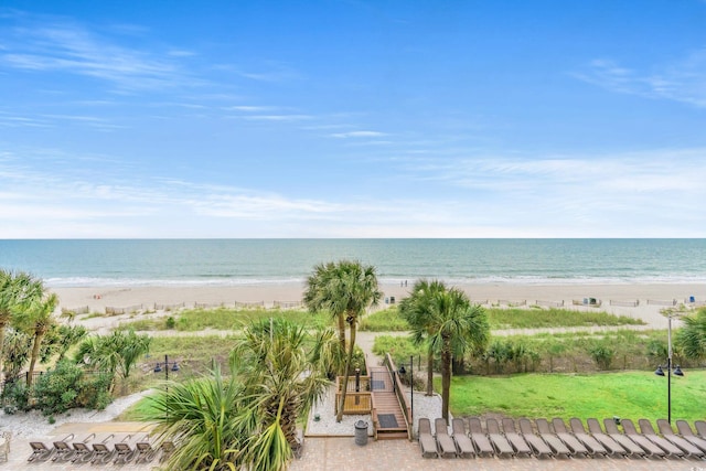 property view of water featuring a view of the beach