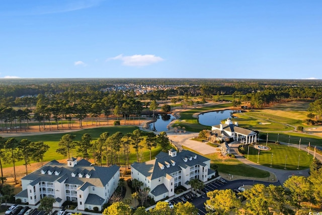 bird's eye view featuring a water view and a residential view