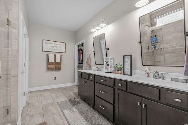 1118 Prescott Cir, Myrtle Beach, SC 29577 - full bathroom with a stall shower, double vanity, and baseboards