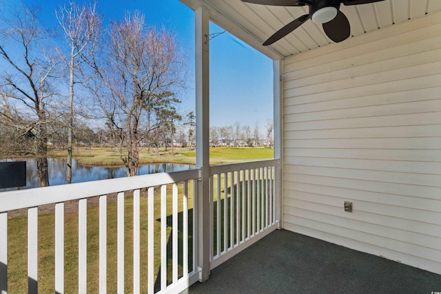 561 White River Dr Unit 11-D, Myrtle Beach, SC 29579 - balcony with a water view and a ceiling fan