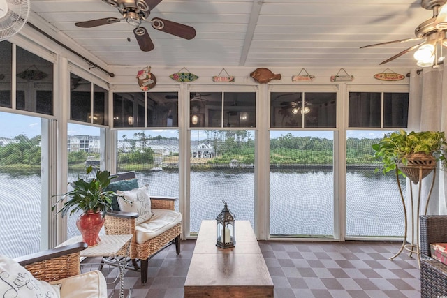 218 Landing Rd Unit G, North Myrtle Beach, SC 29582 - sunroom / solarium with a water view and tile patterned floors