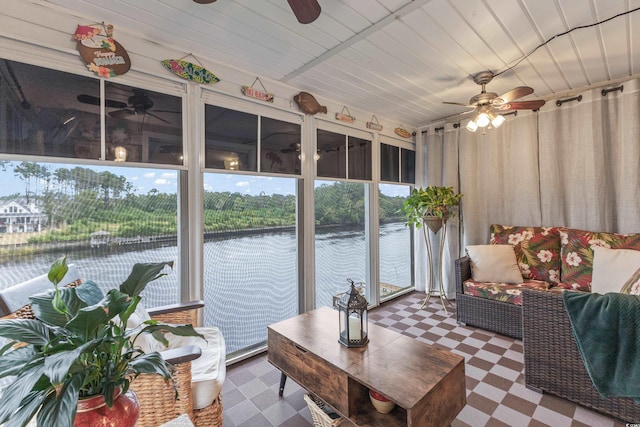 218 Landing Rd Unit G, North Myrtle Beach, SC 29582 - sunroom / solarium featuring a ceiling fan and tile patterned floors