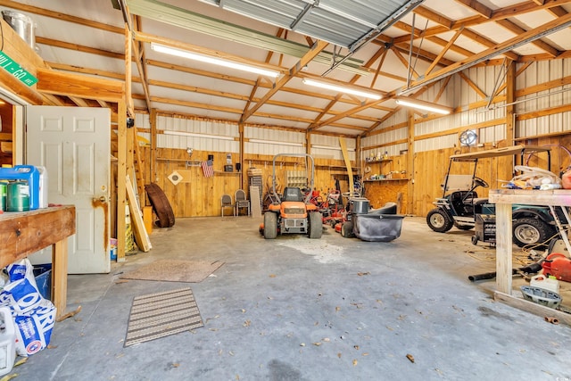 garage featuring metal wall