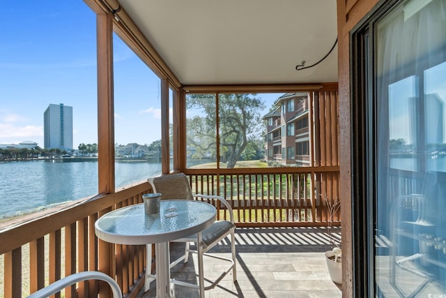 balcony with a water view