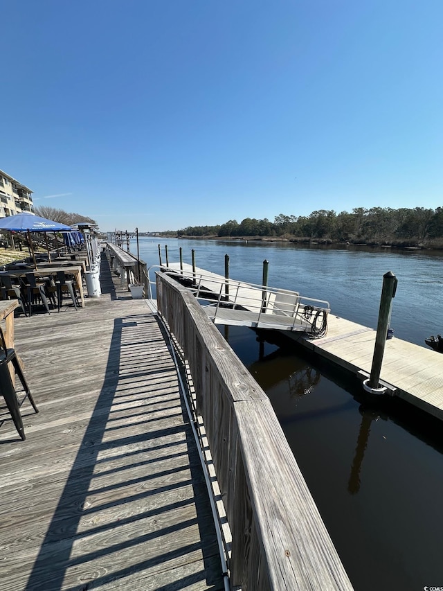 dock area featuring a water view