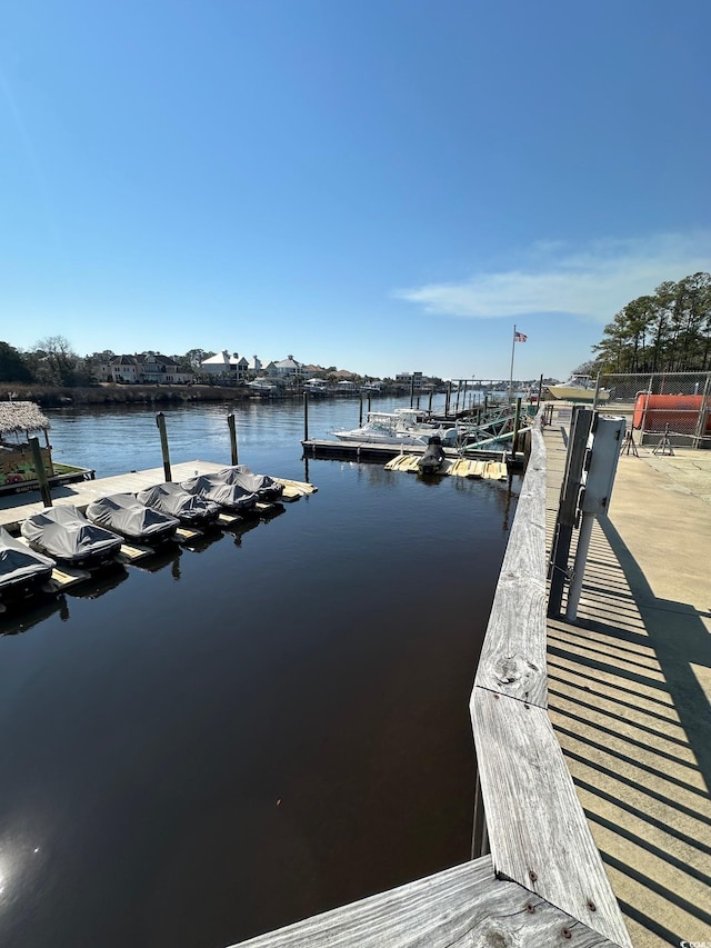 view of dock featuring a water view