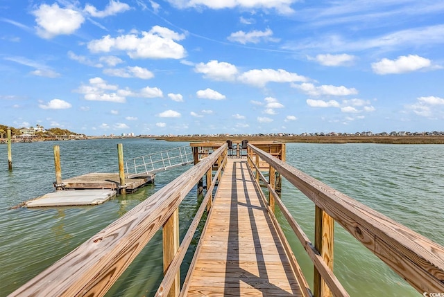 view of dock featuring a water view