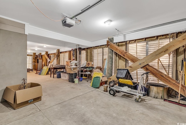 garage with a garage door opener