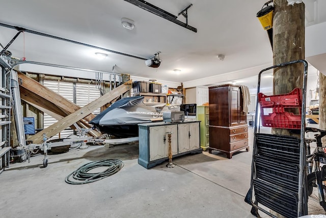 garage with a garage door opener