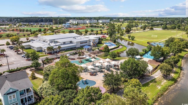 bird's eye view featuring a water view