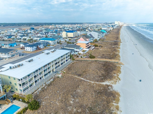 aerial view featuring a view of the beach