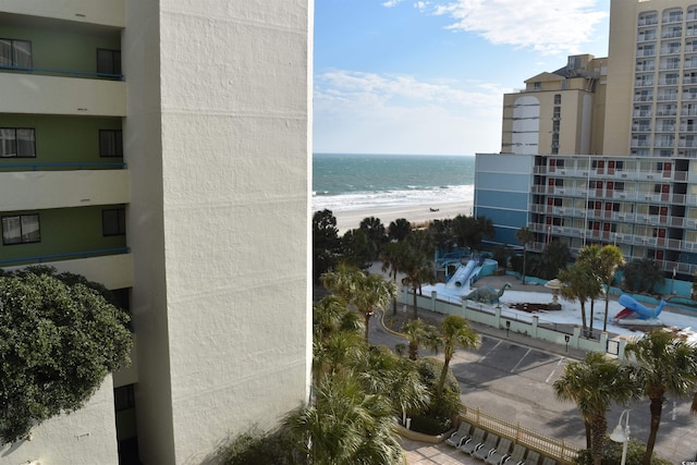 view of water feature with a view of the beach