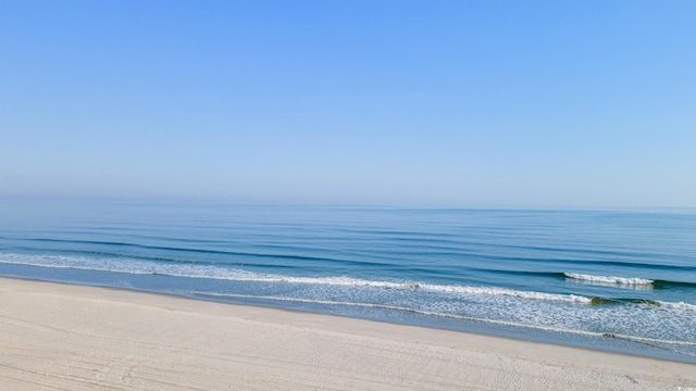 view of water feature with a beach view