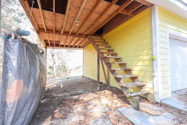 exterior space with a garage