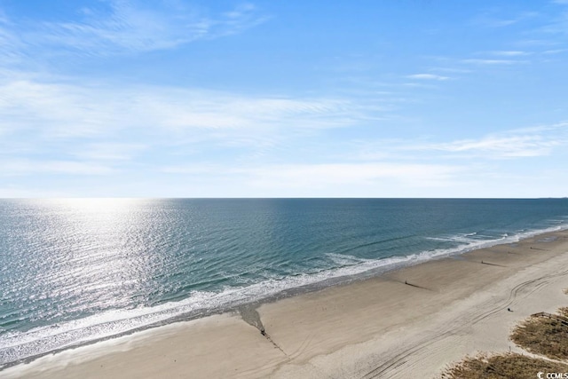 property view of water featuring a view of the beach