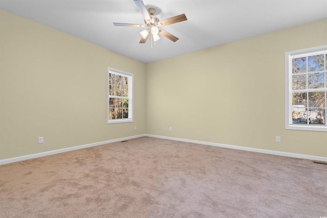 empty room with carpet floors, plenty of natural light, and baseboards