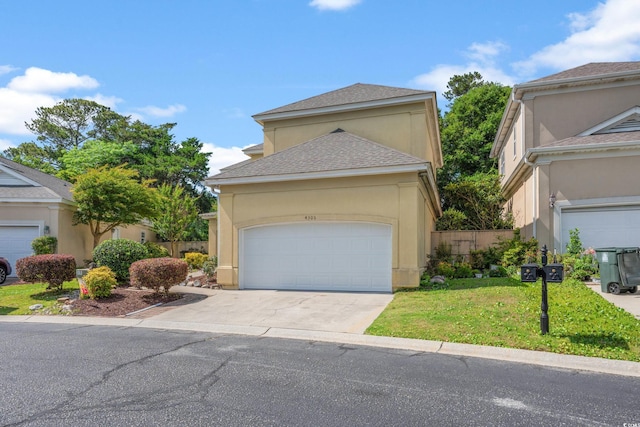 4306 Windy Heights Dr, North Myrtle Beach, SC 29582 - traditional-style home with stucco siding, concrete driveway, and a garage