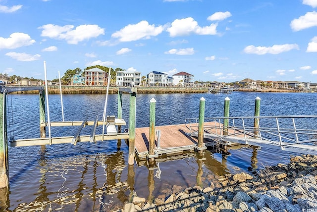 dock area featuring a water view