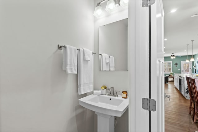 bathroom featuring wood finished floors