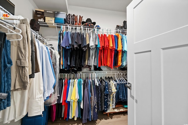 spacious closet featuring wood finished floors