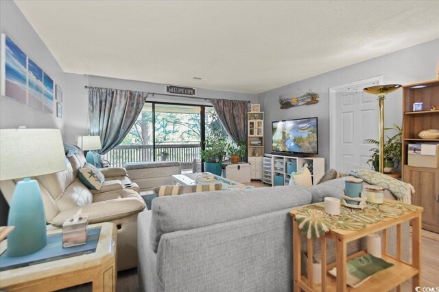 living area featuring wood finished floors