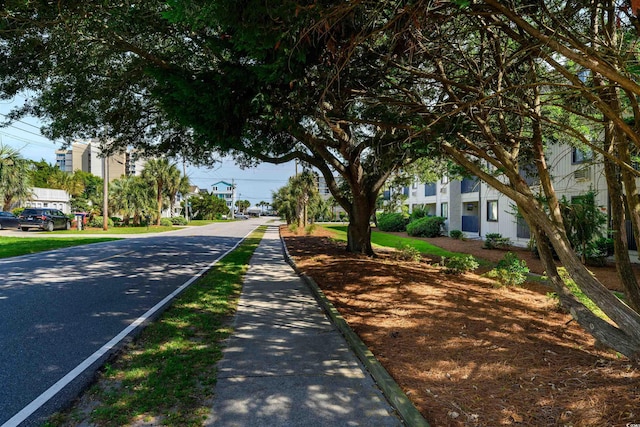 view of road featuring sidewalks