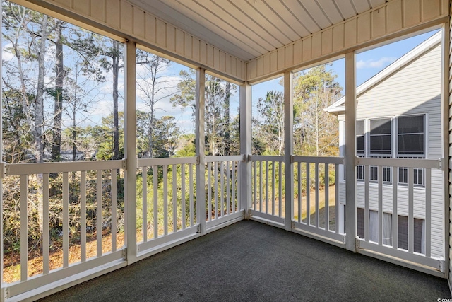 view of unfurnished sunroom