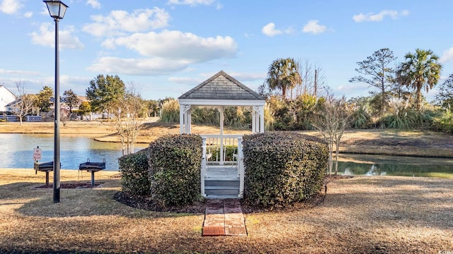 view of property's community with a water view