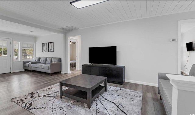 214 2nd Ave S, North Myrtle Beach, SC 29582 - living area featuring wooden ceiling and wood finished floors