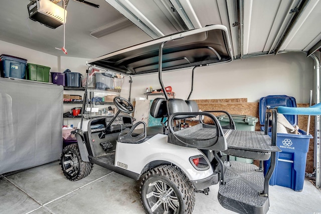 garage with a garage door opener