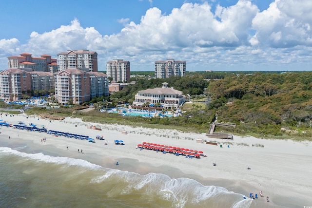 drone / aerial view of extended coastline